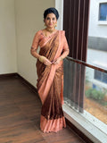 Peach Jacquard Silk Saree | Wedding & Festive Wear