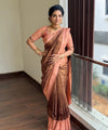 Peach Jacquard Silk Saree | Wedding & Festive Wear