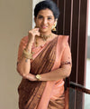 Peach Jacquard Silk Saree | Wedding & Festive Wear