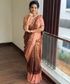 Peach Jacquard Silk Saree | Wedding & Festive Wear