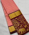 Peach Kanjivaram Silk Saree | Wedding & Reception Wear