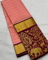 Peach Kanjivaram Silk Saree | Wedding & Reception Wear