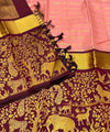 Peach Kanjivaram Silk Saree | Wedding & Reception Wear