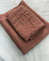 Peach Rangoli Crush Saree with Sequin Bits Blouse | RD VIAANA
