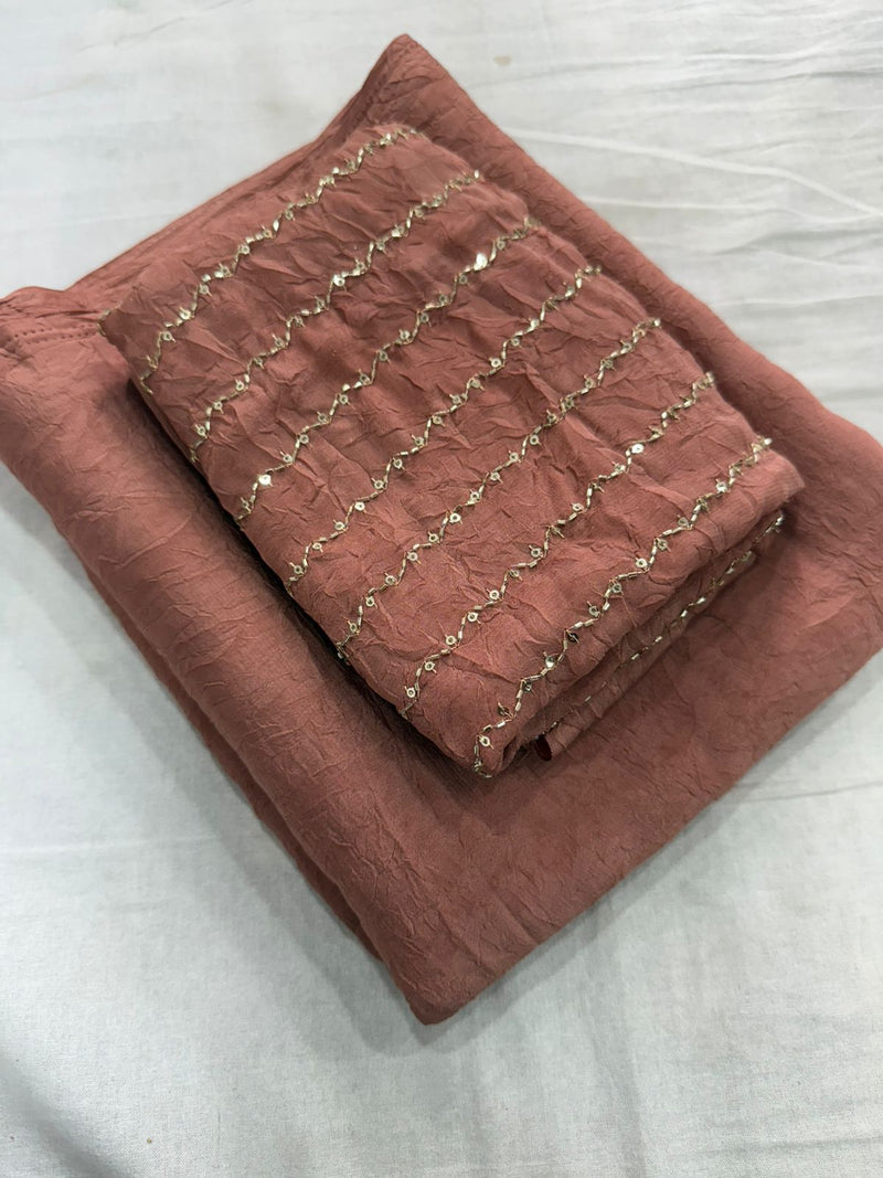 Peach Rangoli Crush Saree with Sequin Bits Blouse | RD VIAANA
