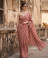 Peach Rangoli Crush Saree with Sequin Bits Blouse | RD VIAANA