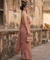Peach Rangoli Crush Saree with Sequin Bits Blouse | RD VIAANA