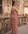 Peach Rangoli Crush Saree with Sequin Bits Blouse | RD VIAANA