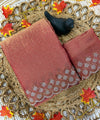 Peach Satin Saree with Zari Weaving & Siroski Border | RD TANISHKA