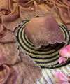 Peach Satin Saree with Zari Weaving & Siroski Border | RD TANISHKA