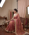 Peach Space Satin Sequence Work Saree for Party & Wedding | RD APEXA