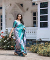 Peacock Blue Jacquard Silk Saree | Wedding & Festive Wear