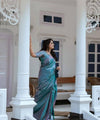 Peacock Blue Jacquard Silk Saree | Wedding & Festive Wear