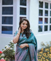 Peacock Blue Jacquard Silk Saree | Wedding & Festive Wear