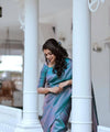 Peacock Blue Jacquard Silk Saree | Wedding & Festive Wear