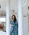 Peacock Blue Jacquard Silk Saree | Wedding & Festive Wear