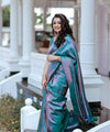 Peacock Blue Jacquard Silk Saree | Wedding & Festive Wear