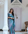 Peacock Blue Jacquard Silk Saree | Wedding & Festive Wear