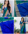 Peacock Blue Paithani Silk Saree | Peacock Motif Zari Pallu