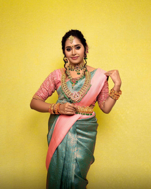 Peacock Green Banarasi Silk Saree | Festival & Ceremony Wear