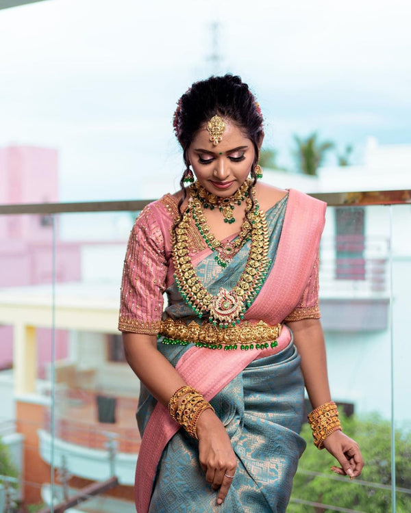Peacock Green Banarasi Silk Saree | Festival & Ceremony Wear
