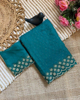 Peacock Green Space Silk Jarkan Work Saree for Wedding & Party | RD TAMANAH