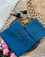 Petrol Blue Rangoli Crush Saree with Sequin Bits Blouse | RD VIAANA