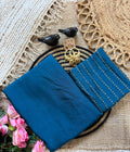 Petrol Blue Rangoli Crush Saree with Sequin Bits Blouse | RD VIAANA