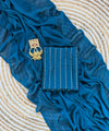 Petrol Blue Rangoli Crush Saree with Sequin Bits Blouse | RD VIAANA