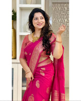 Pink Banarasi Silk Saree | Bridal & Festive Wear