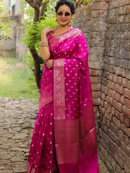 Pink Banarasi Silk Saree | Ethnic Wear for Women
