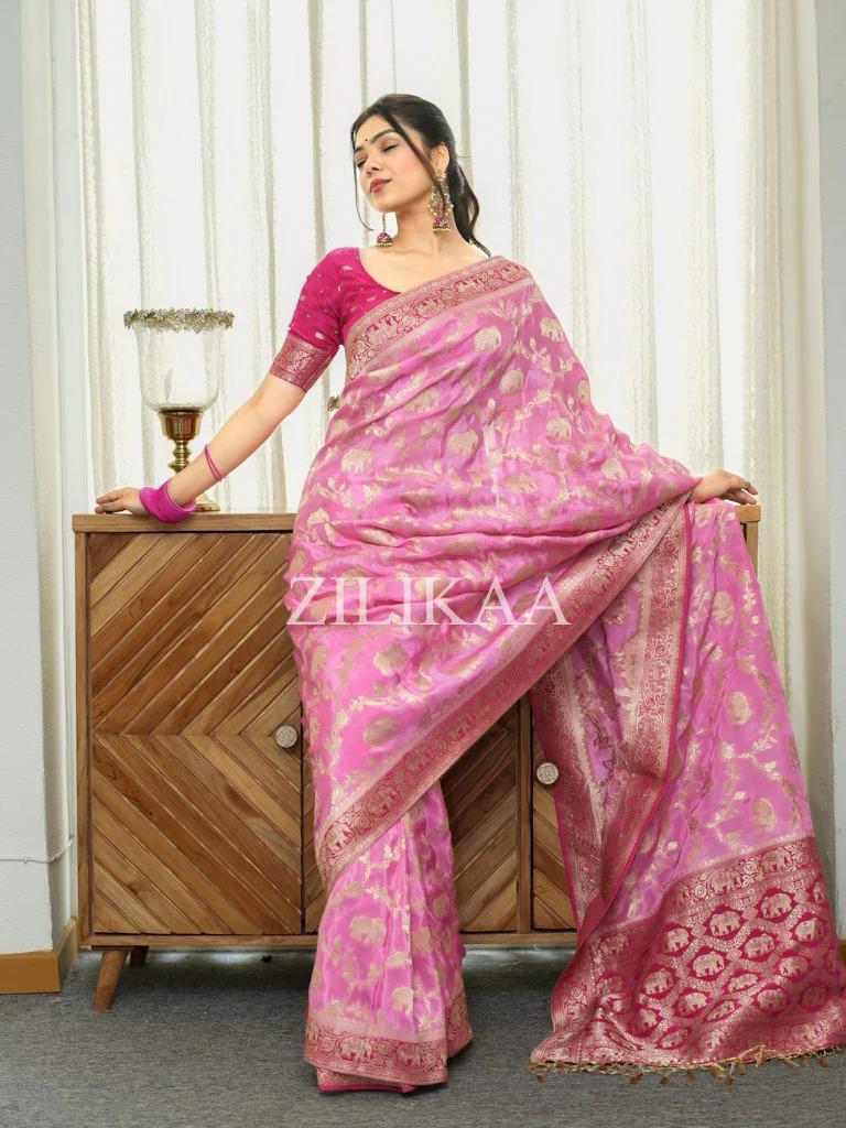 Pink Banarasi Silk Saree | Festival & Ceremony Wear