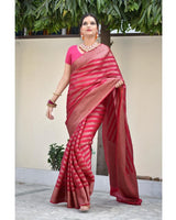 Pink Banarasi Silk Saree | Festive & Party Wear