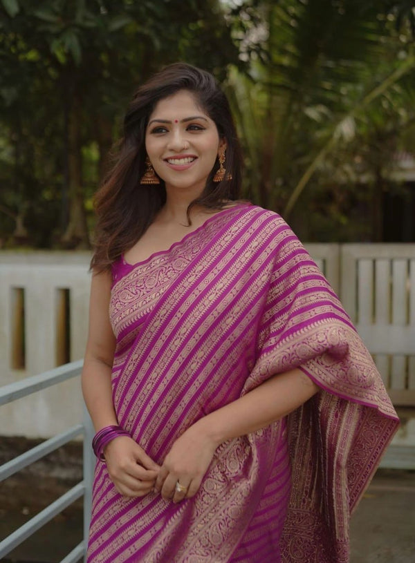 Pink Banarasi Silk Saree | Festive & Party Wear