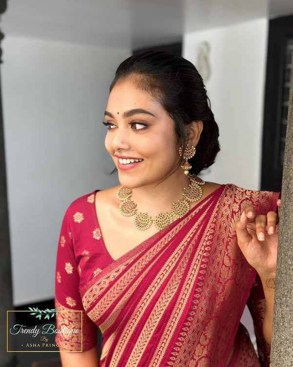 Pink Banarasi Silk Saree | Traditional Wedding Wear