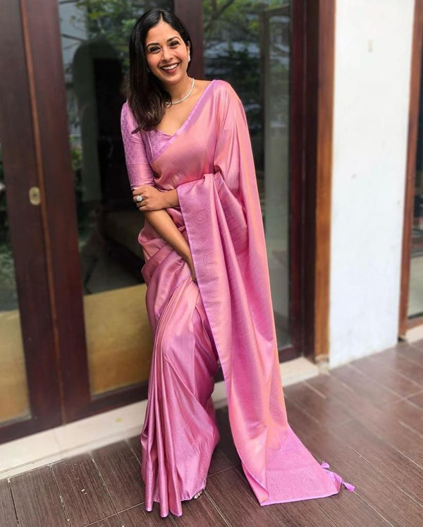 Pink Banarasi Silk Saree | Wedding & Reception Wear detail view