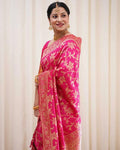 Pink Banarasi Silk Saree | Wedding & Reception Wear