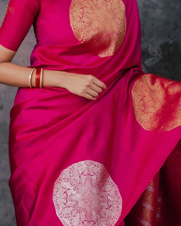 Pink Banarasi Silk Saree | Wedding & Reception Wear