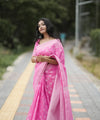 Pink Cotton Saree | Comfort Handloom Weave