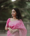 Pink Cotton Saree | Comfort Handloom Weave