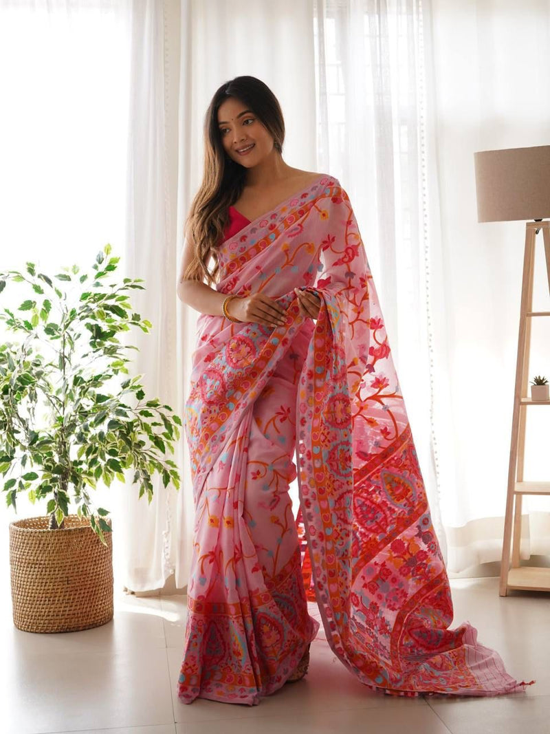 Pink Cotton Saree | Daily & Festive Wear