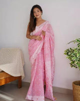 Pink Cotton Saree | Ethnic Wear for Women