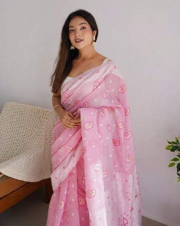 Pink Cotton Saree | Ethnic Wear for Women