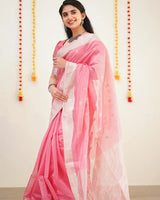 Pink Cotton Saree | Office & Casual Wear