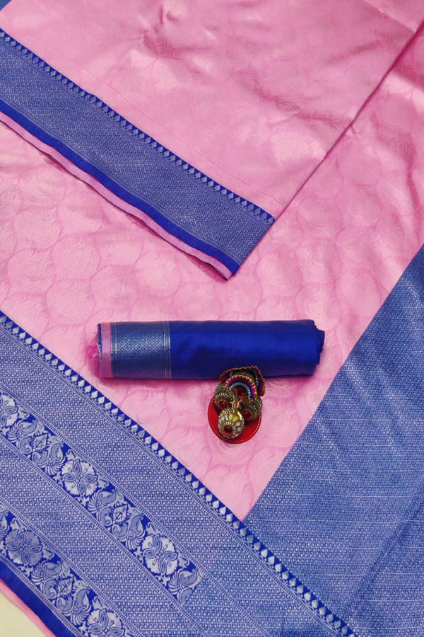 Pink Jacquard Silk Saree | Bridal & Festive Wear