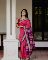 Pink Jacquard Silk Saree | Festive & Party Wear