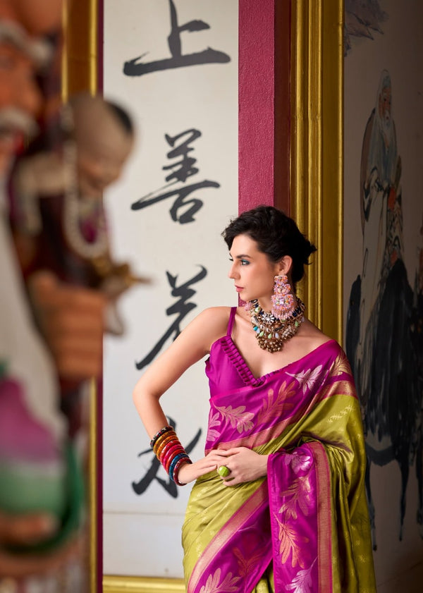 Pink Jacquard Silk Saree | Wedding & Festive Wear