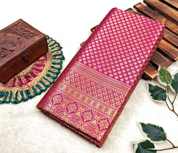 Pink Kanjivaram Silk Saree | Bridal & Festive Wear detail view