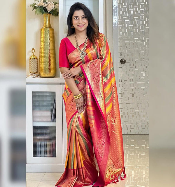 Pink Kanjivaram Silk Saree | Ethnic Wear for Women