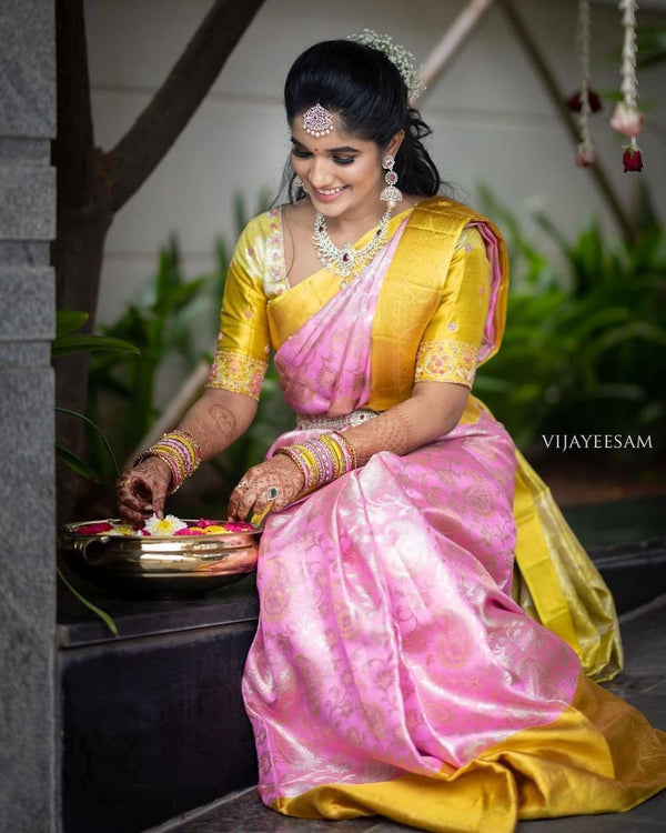 Pink Kanjivaram Silk Saree | Ethnic Wear for Women